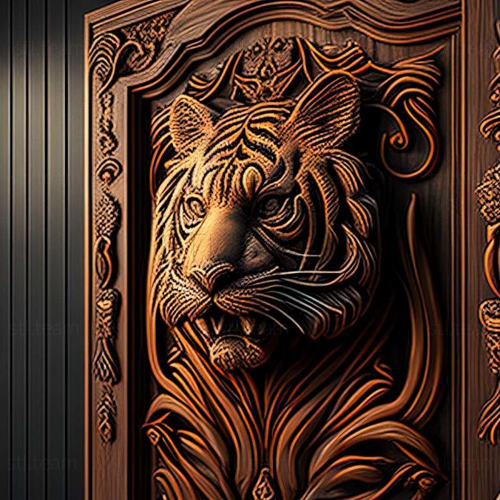 Animals door with tiger 3D